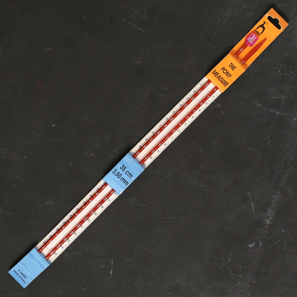 Pony Measure 3.5 mm 35 cm Turuncu Cetvelli Alüminyum Örgü Şişi - 34507